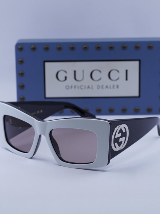 Gucci GG1842S 006 Square Sunglasses - White/Black\\Brown main image 7